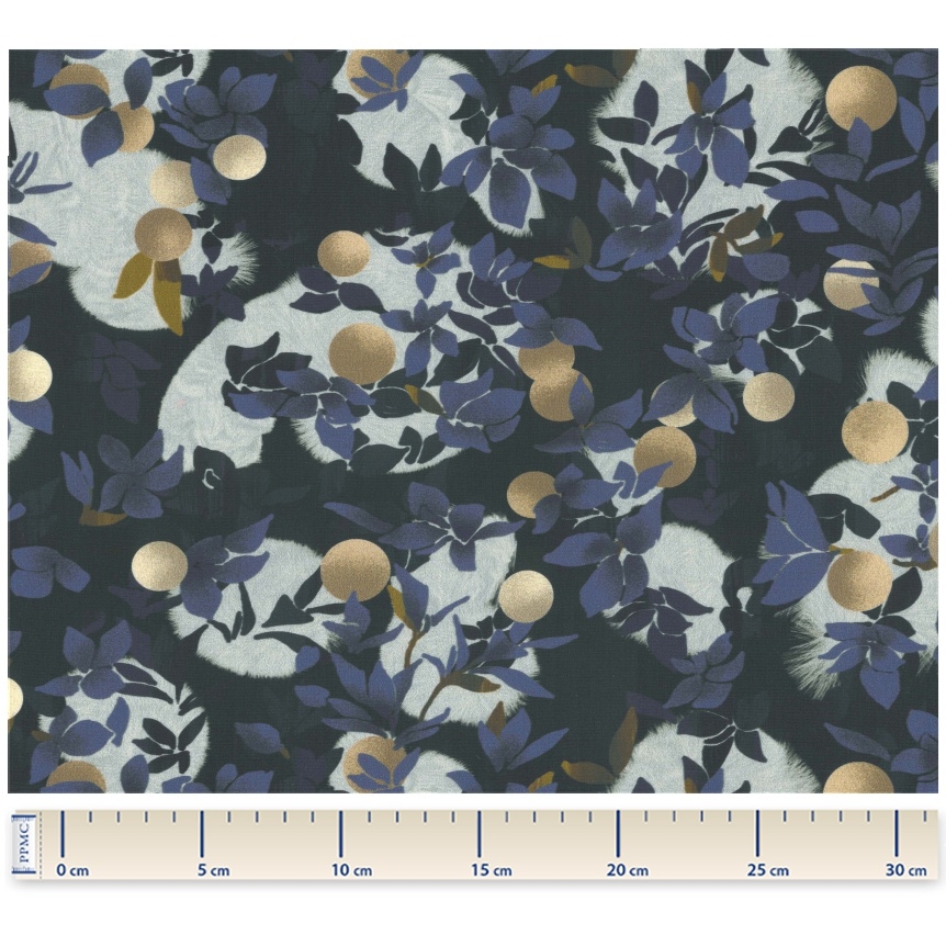 Tissu Voile Flocon Doré