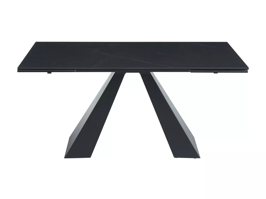 Table à manger extensible 6 à 10 personnes en verre trempé, céramique et métal - Effet marbre noir - LOZIPA de Maison Céphy