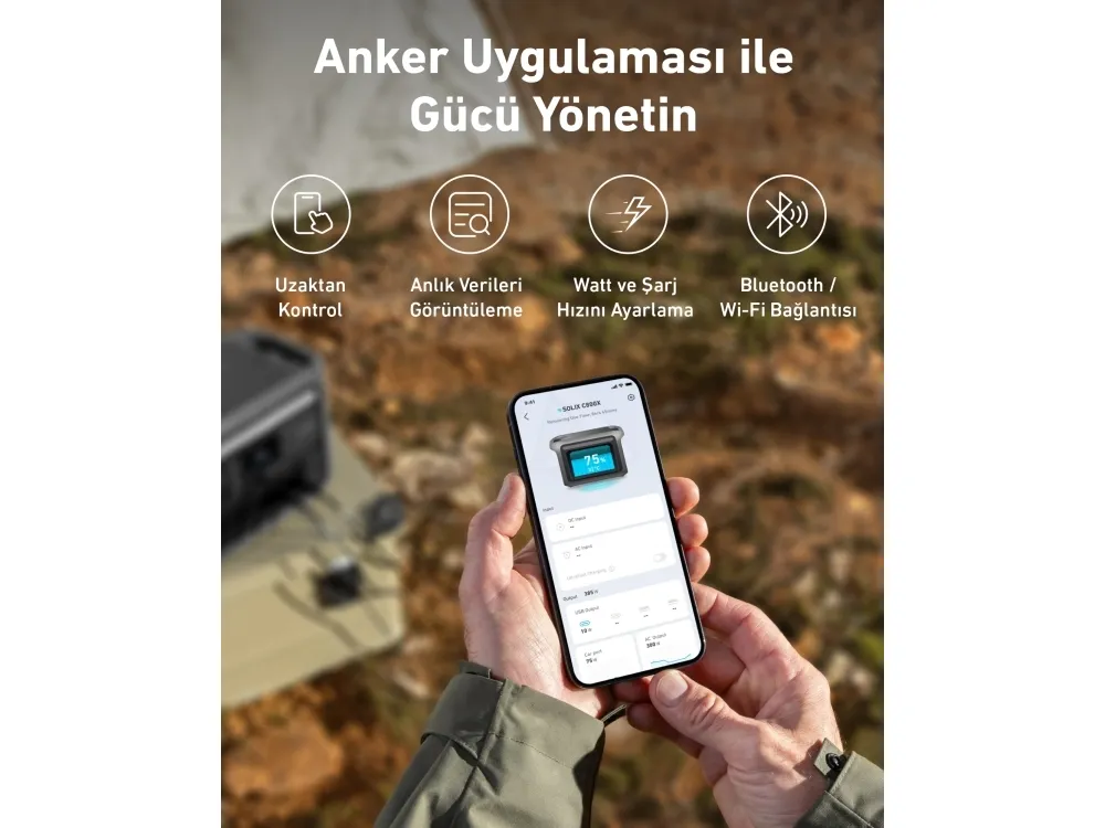 Anker SOLIX C800X - Transportabel strømstation - AC 220-240 V - 1600 Watt - 1-faset - litiumjernfosfat - 768 Wh - Wi-Fi, Bluetooth - output-stikforbindelser: 8