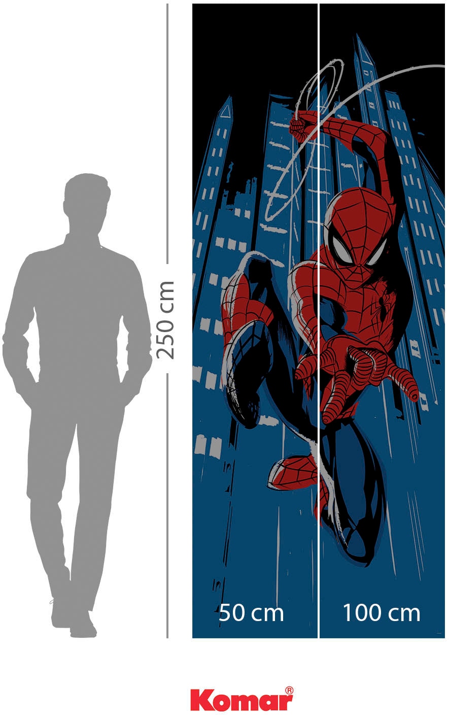 Komar Fototapete »Digitaldruck Vlies -  Spider-Man Rooftop-Rockin‘ - Grösse 100 x 250 cm« bedruckt glatt Kinderzimmer
