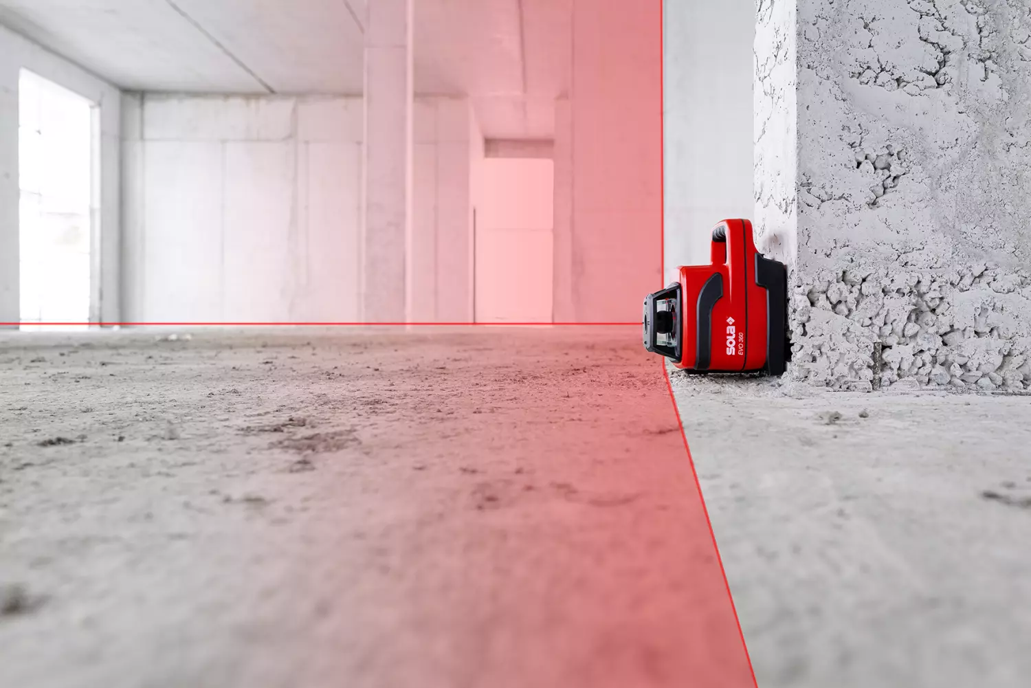 Sola EVO 360 PROFESSIONAL Rotatie laser set In Koffer - Rood - 300m   REC RRD2 Ontvanger