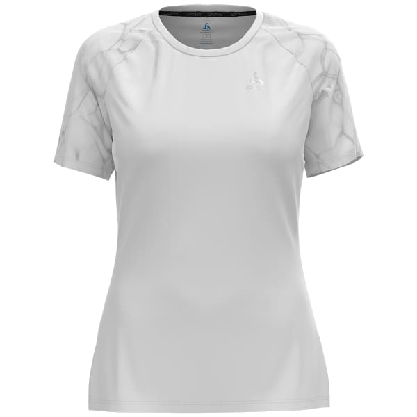 T-shirt running ODLO ESSENTIAL PRINT CREW NECK S/S W WHITE