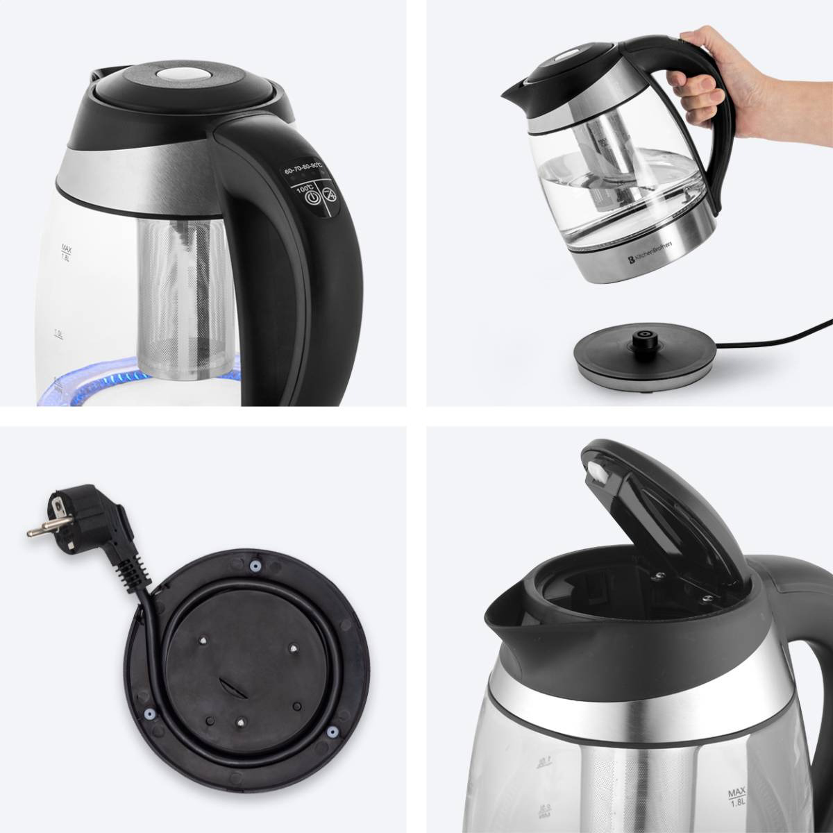 KitchenBrothers waterkoker met theefilter - 1.8 liter