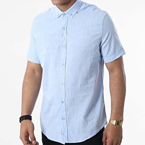 Chemise A Manches Courtes JMC-853 Bleu Clair Chiné