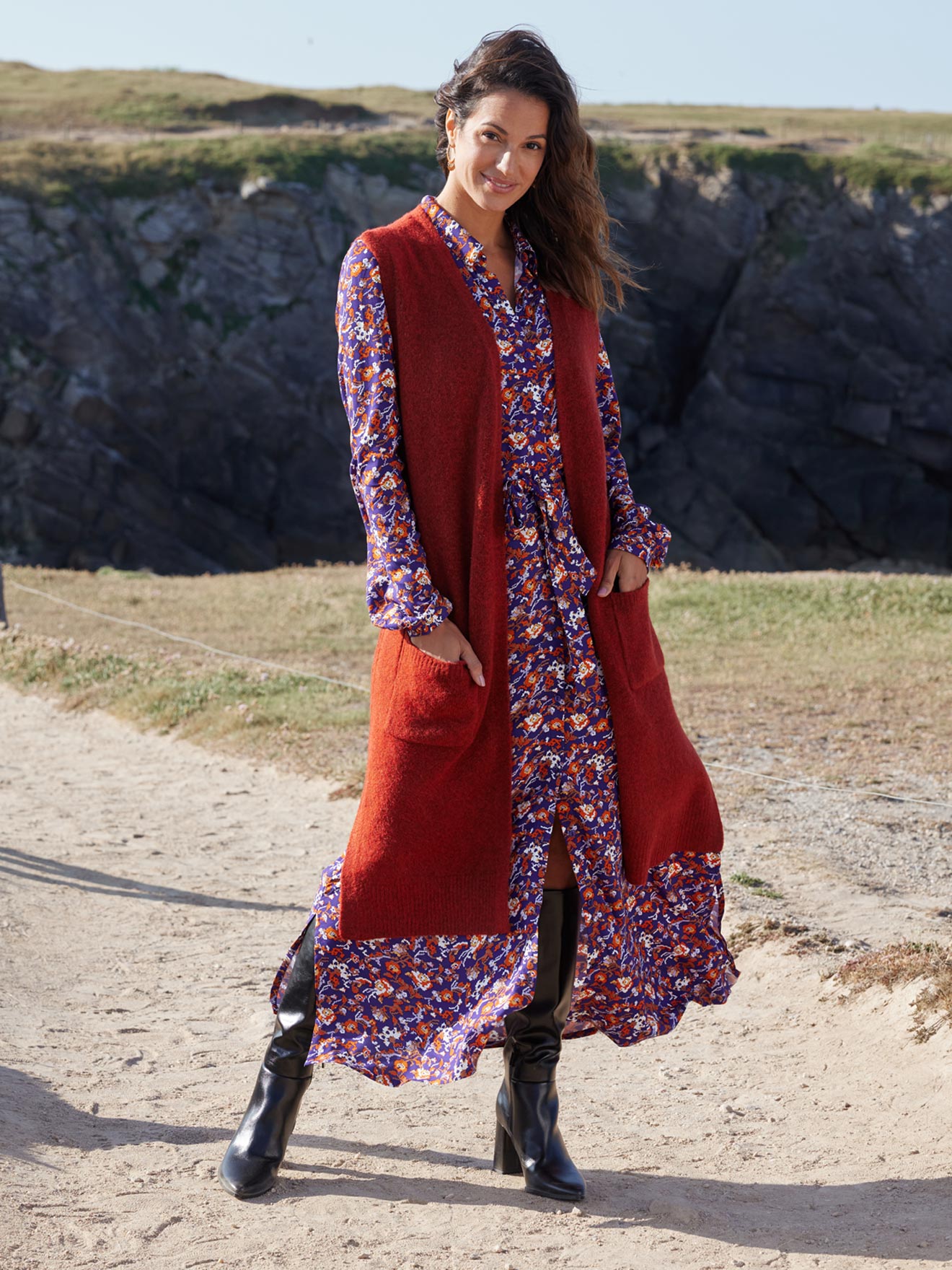 Long gilet sans manches