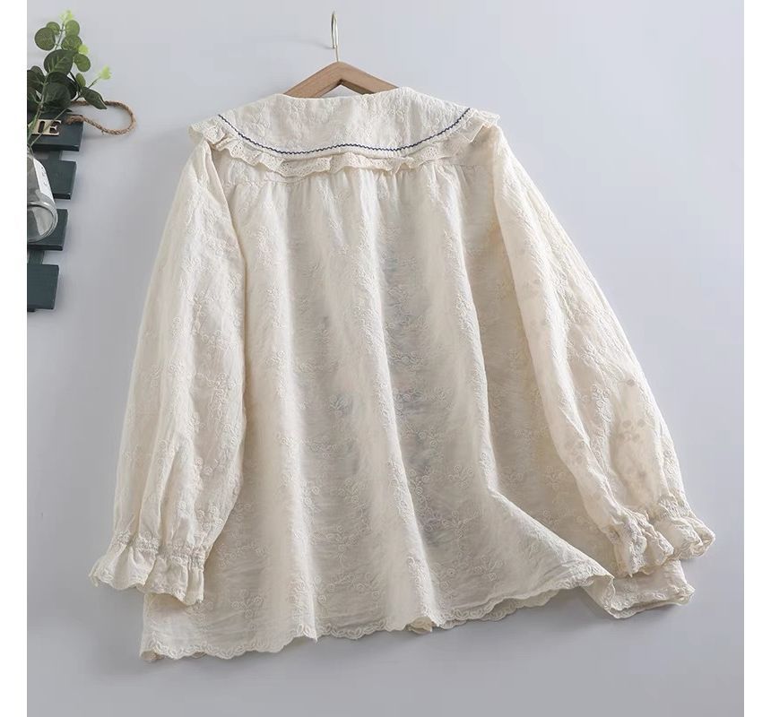 Santeh - Blouse met kraag en geborduurde bloemen