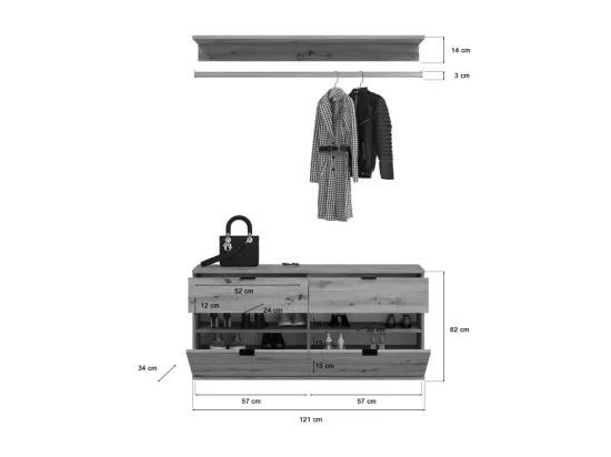 Meuble de rangement 4 tiroirs – Chêne clair – BODITE