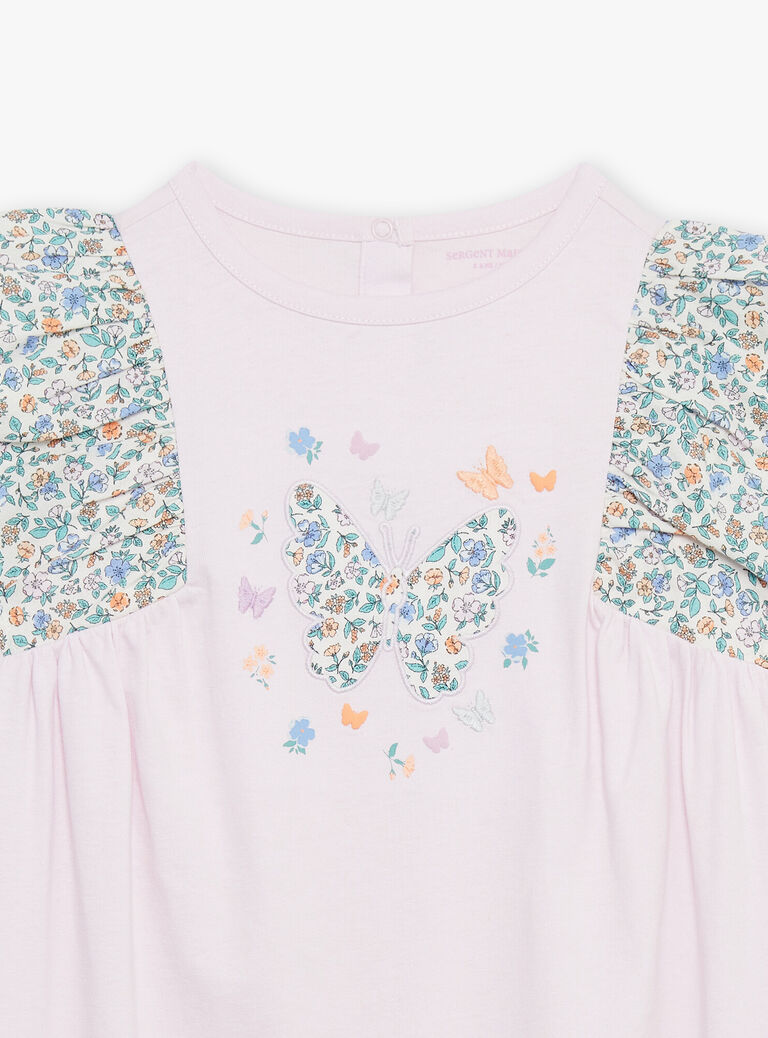 Chemise de nuit rose à imprimé papillons