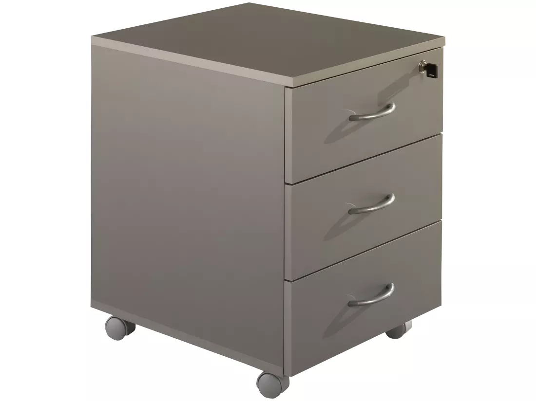 Caisson de Bureau 3 Tiroirs Alu Roulettes L 41 H 56 P 50 cm
