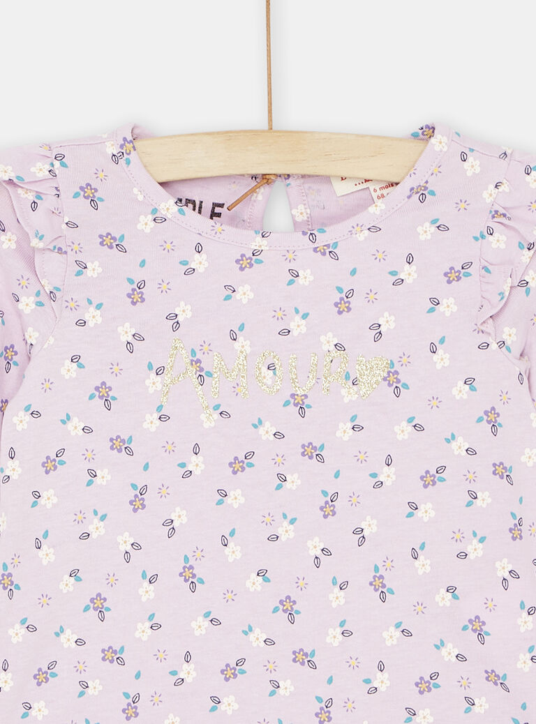 T-shirt parme à imprimé fleuri bébé fille