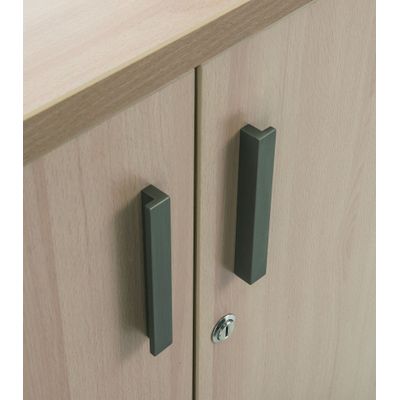 Armoire basse 2 Portes INEO/LEVEL/STEELY/WOODY - H72 x L80 x P47 - Corps blanc - Dessus et Portes Blanc perle