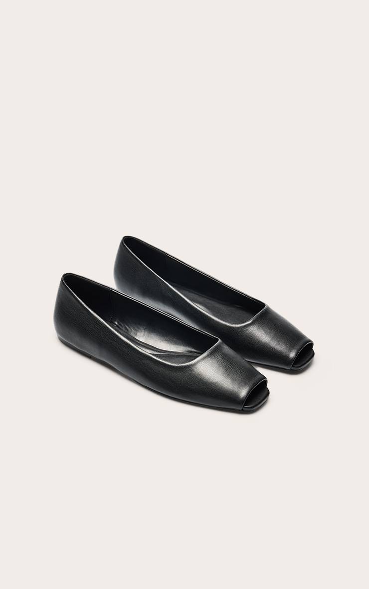 Noir Ballerine À Bout Ouvert En Synthétiquecuir
