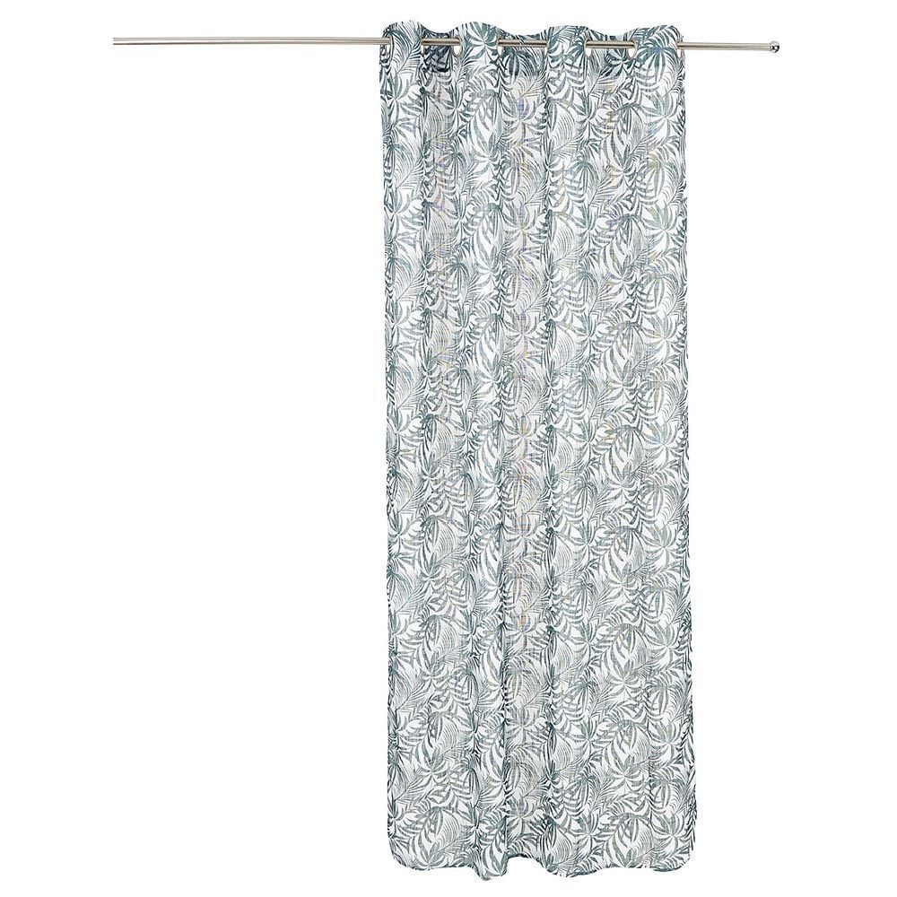Voilage polyester 140x240cm imprimé feuillage blanc et vert