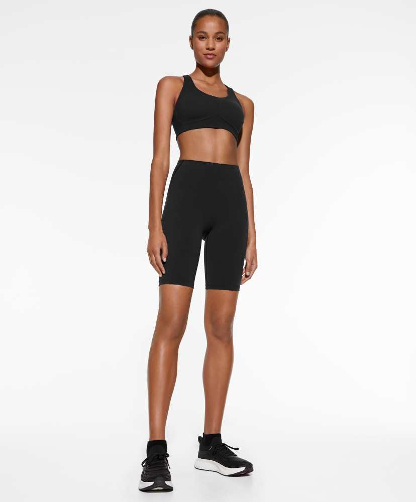Calça legging de ciclismo com compressão para controle do core, 25 cm