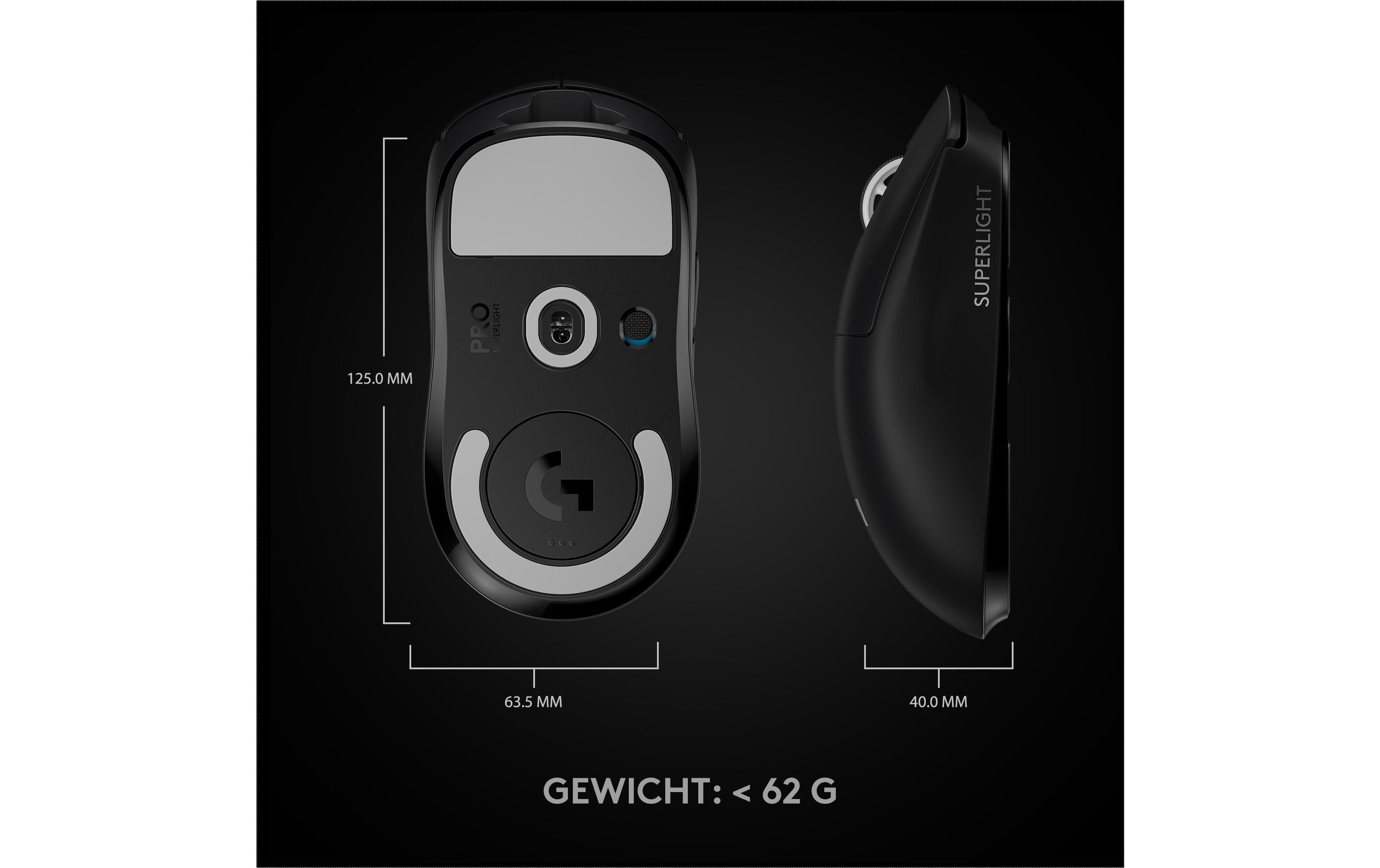Gaming-Maus Pro X Superlight SchwarzExtrem leichte Gaming-Maus mit leistungsvoller Performance