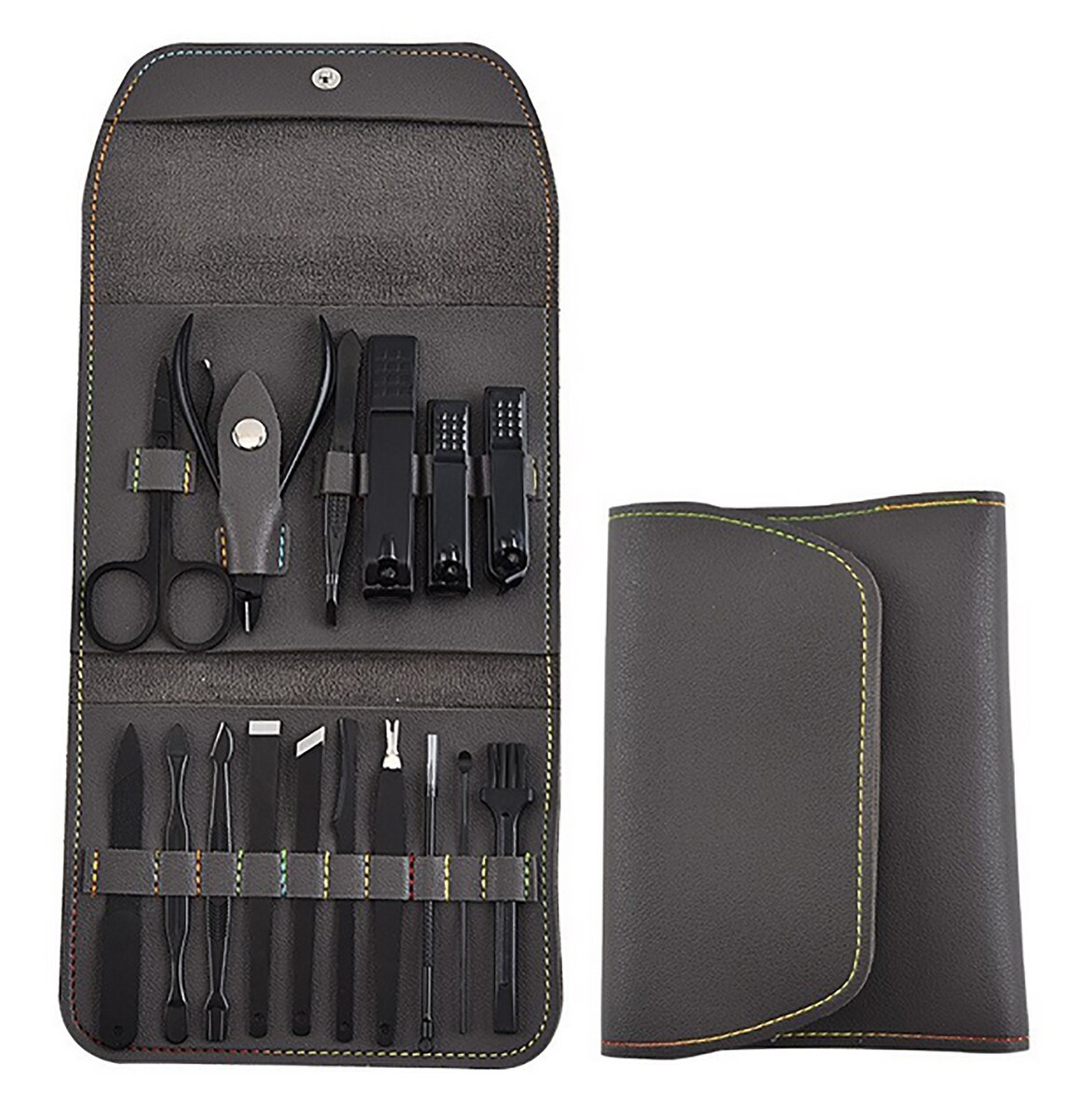 TPFBeauty Maniküre- & Pediküre-Set 16-teilig aus Kunstleder - Braun