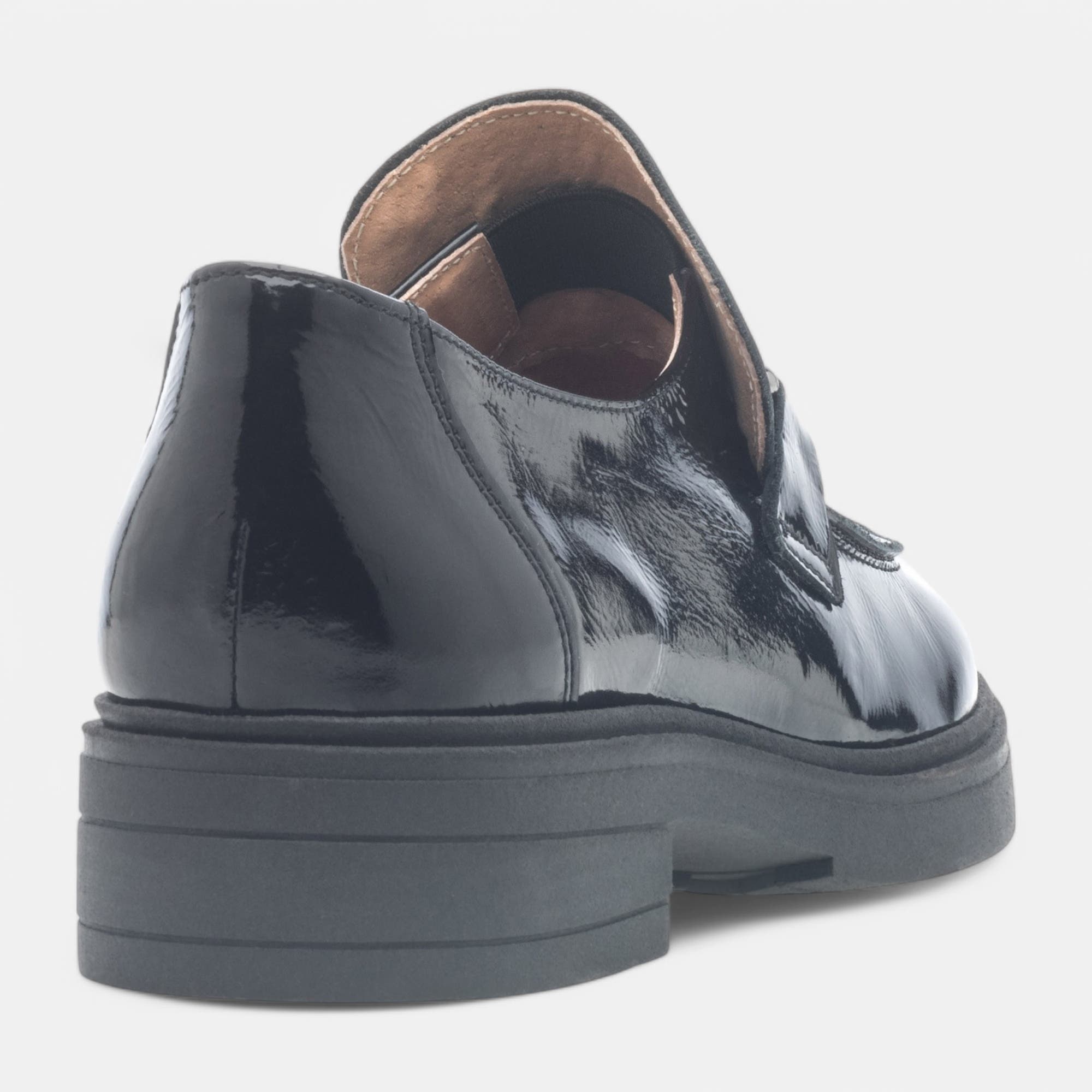 Mocassins Femme en cuir noir vernis