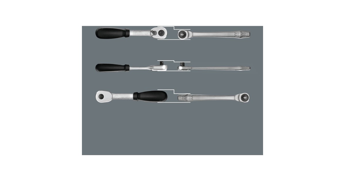 Wera8100 SC 7 Zyklop Metal-ratelset met doorsteekvierkant 1/2