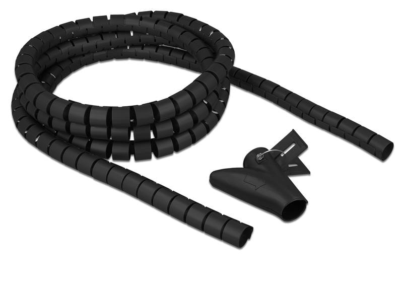 Delock Spiroschlauch mit Einziehwerkzeug, 2.5 m x 20 mm Sch Delock Spiralschlauch mit Einziehwerkzeug 2.5 m x 20 mm schwarz