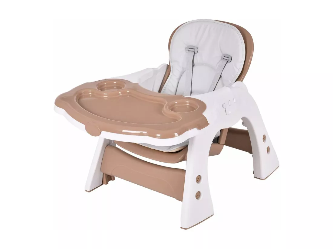 3 en 1 Chaise Haute Convertible pour Bébé 6-36 Mois, Table et Chaise pour Enfant avec Plateau, Dossier Réglable et Ceinture de Sécurité à 5 points (Café)