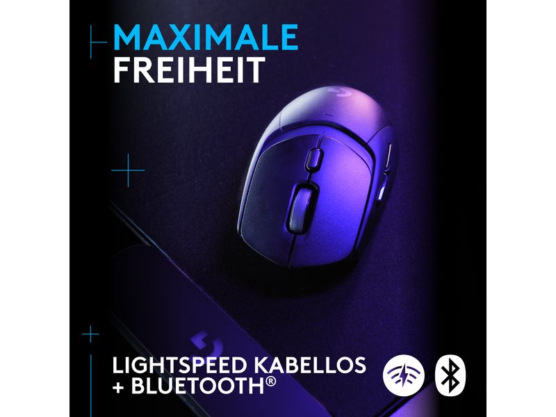 Logitech Gaming-Maus G309 Lightspeed Schwarz Kabellose Gaming-Maus mit Lightspeed Wireless und Bluetooth Verbindung