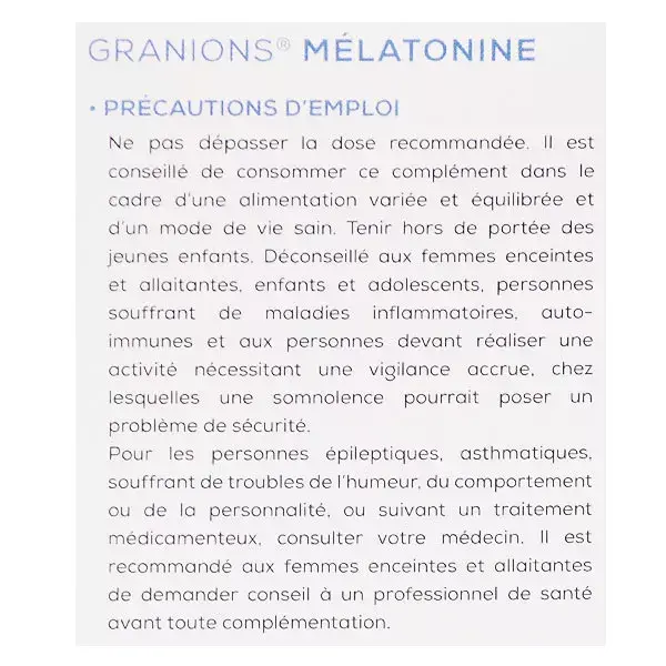 Granions Melatonina 60 cápsulas