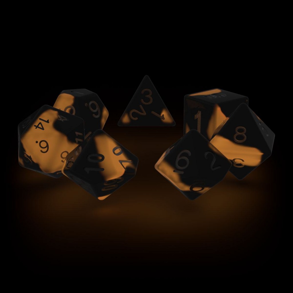 Oakie Doakie Dice dés RPG-Set Glow in the Dark - Lava (7)