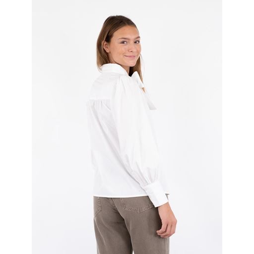 Neo Noir Jaz Bow C Poplin Bluse, White, 40