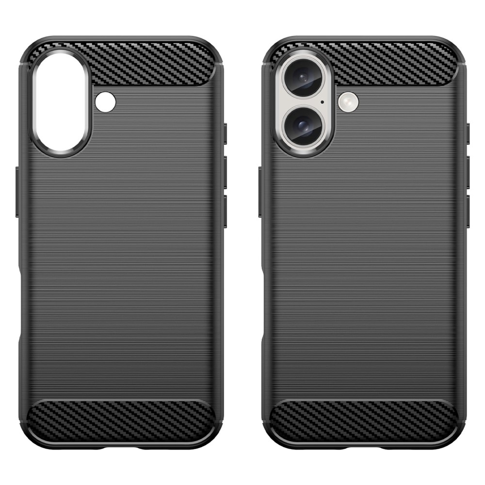 iPhone 16 Gummi Case Schutzhülle Carbon Look - Schwarz