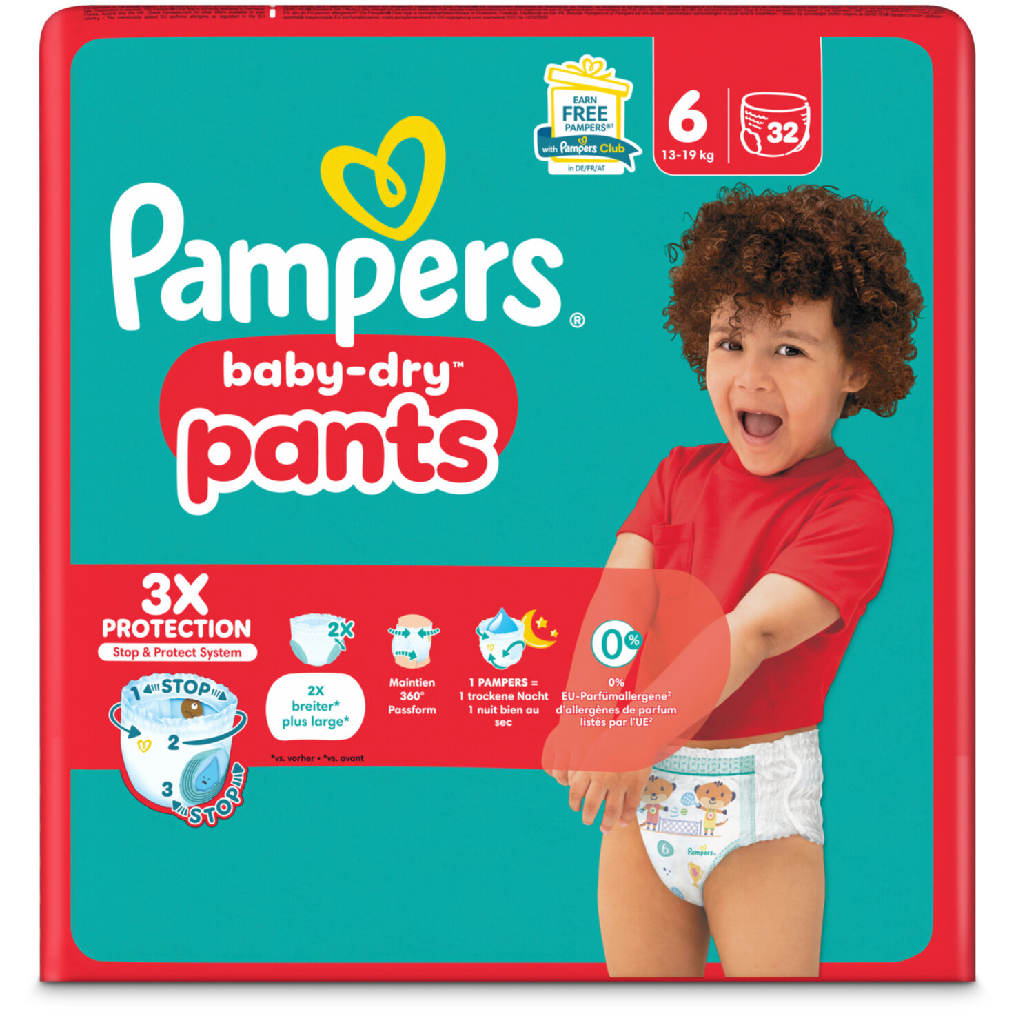Pampers Baby Dry Pants Grösse 6 Extra Large 13-19kg 32 Stück
