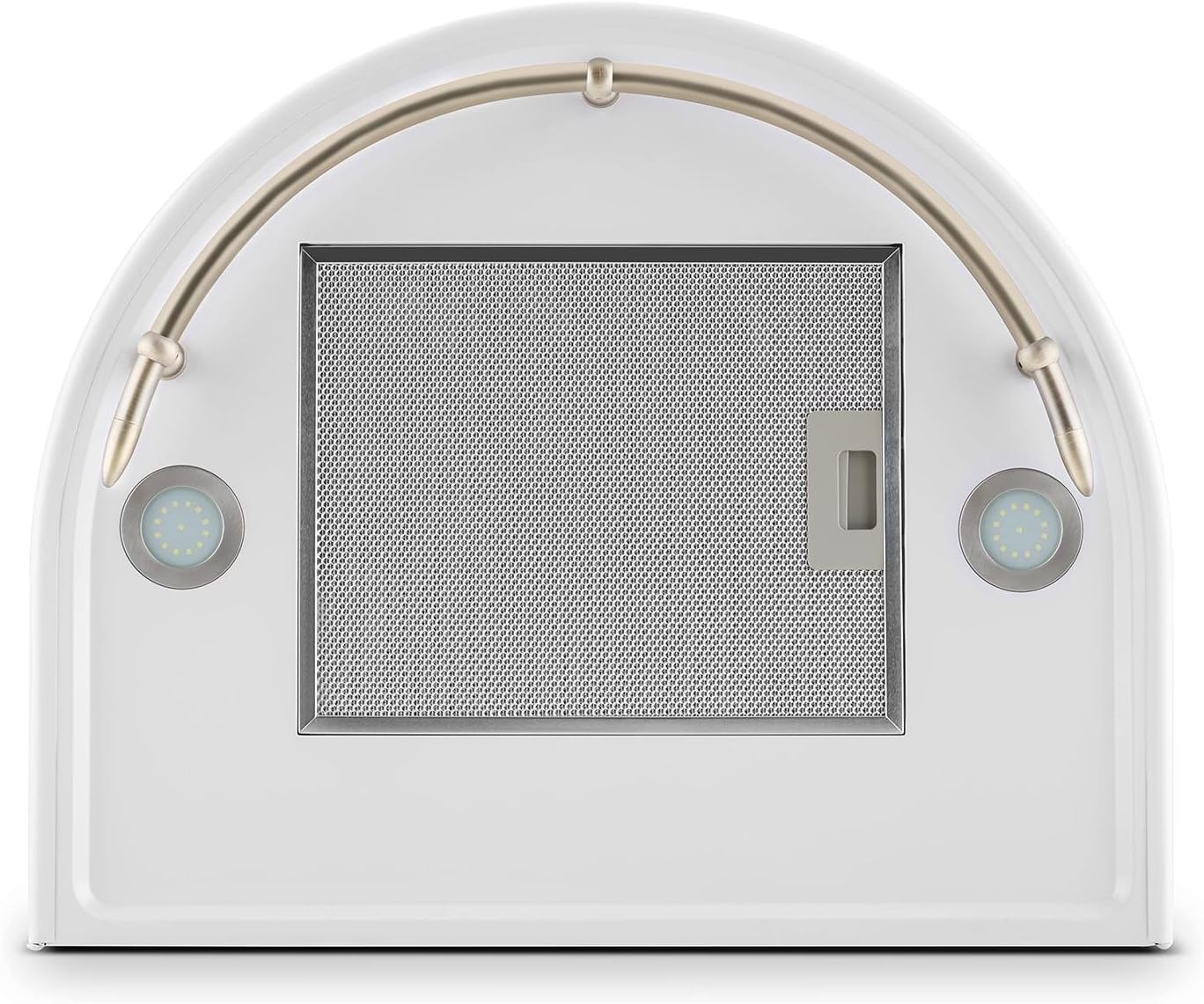 Klarstein Lumio Neo - Retro Dunstabzugshaube, Wandabzugshaube, 60 cm breit, Energieeffizienzklasse A, Abluft/Umluft, 3 Leistungstufen, max. Abluftleistung: 610 m³/h, Edelstahl, weiß