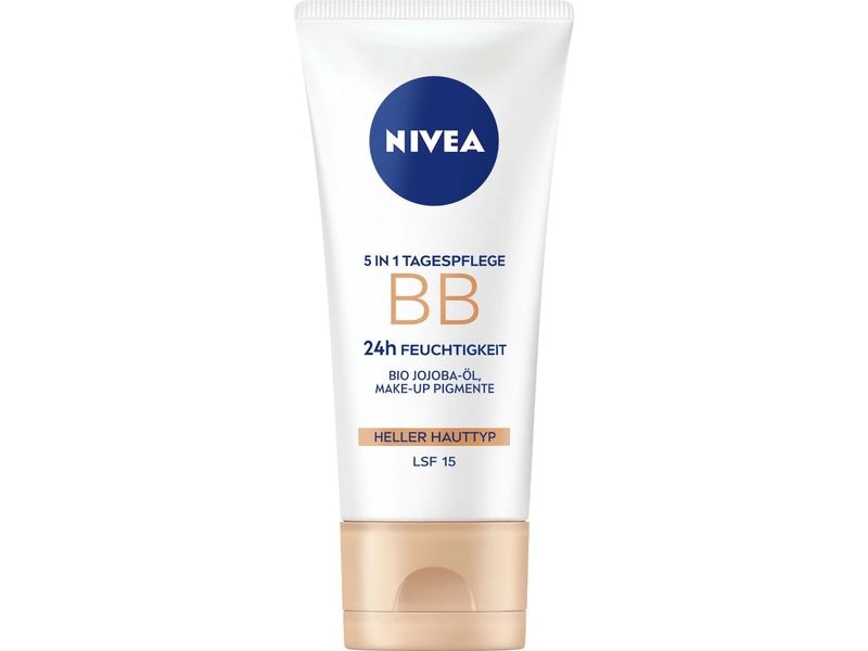 NIVEA Tagescrème 5in1 BB Hell LSF 15 50 ml Getönte Tagespflege mit 5-fach-Wirkung für einen sofort makellosen Teint