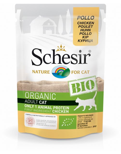 Schesir Kat Bio Maaltijdzakjes Paté 85 g - Kattenvoer