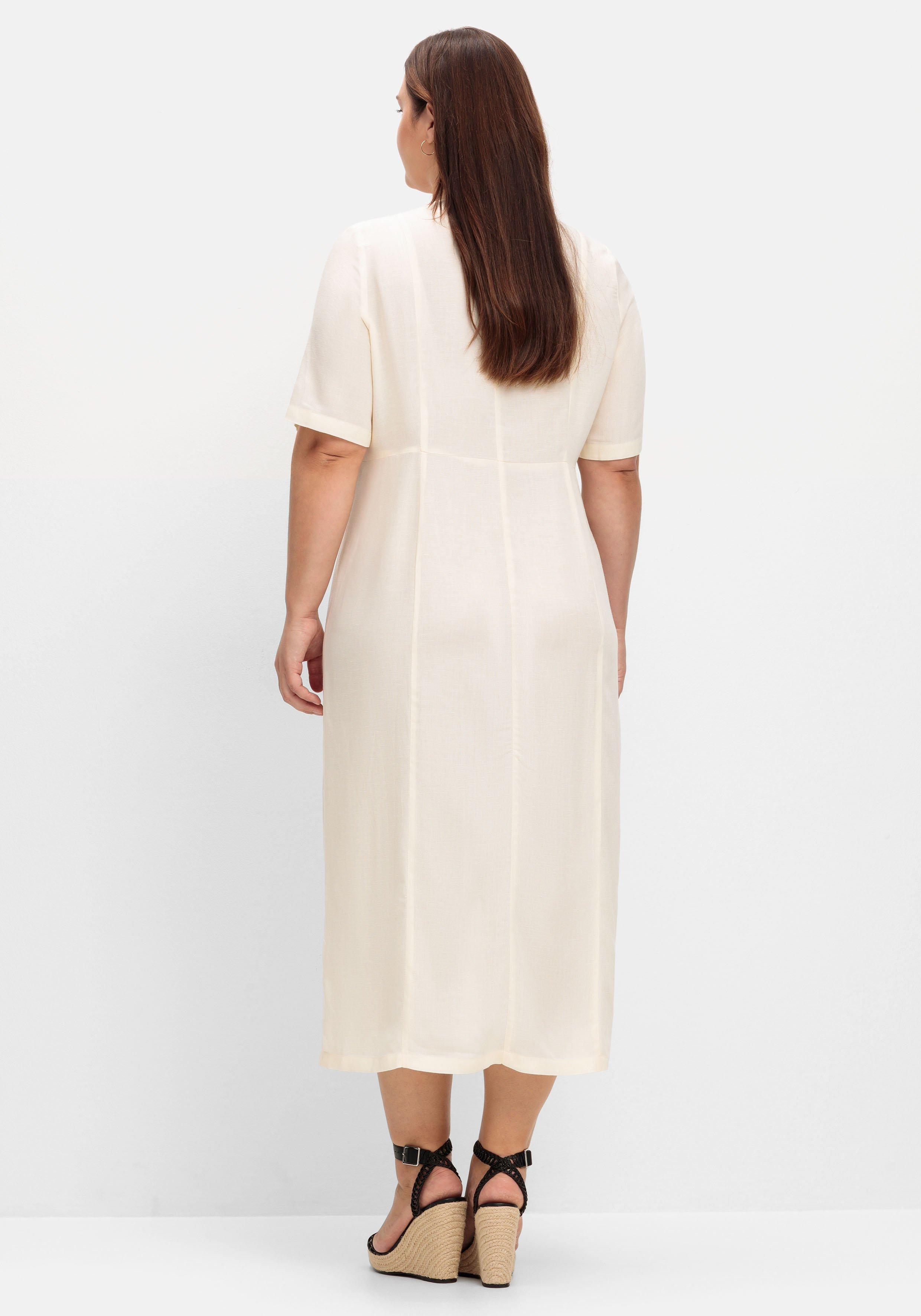 Maxikleid im Leinen-Mix, mit Knopfleiste