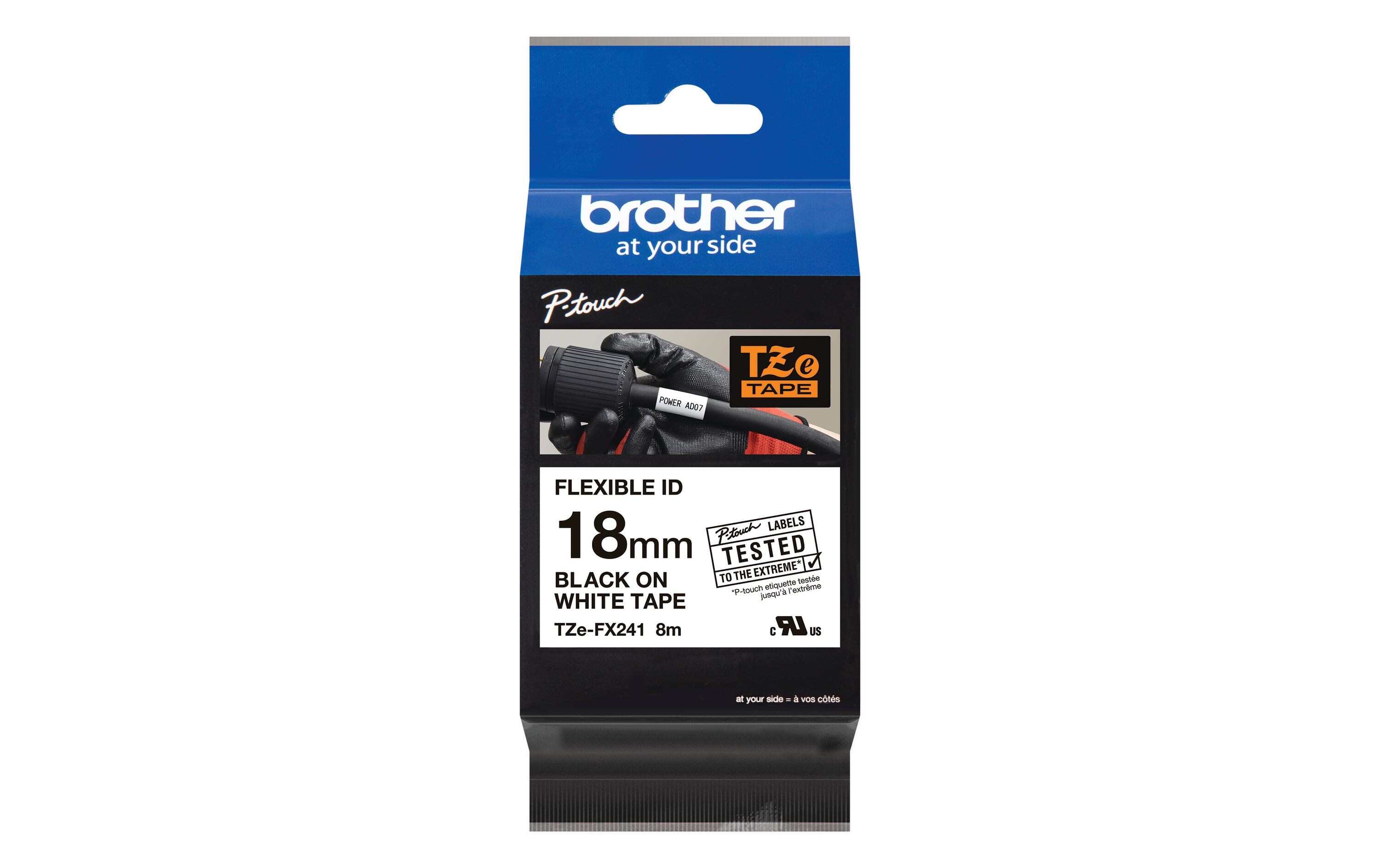 Beschriftungsband TZe-FX241 Schwarz auf Weiss18 mm-Beschriftungsband für Etikettendrucker