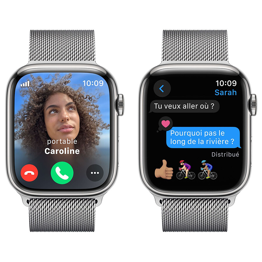 Apple Watch Series 9 GPS + Cellular - Acier Inoxydable Argent - Bracelet Milanais - 41 mm