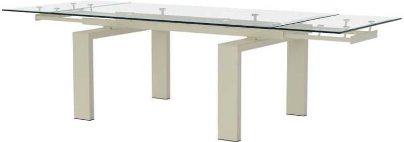 LUBANA - Uitschuifbare Eettafel - Transparant - Gehard Glas en Beige Metaal