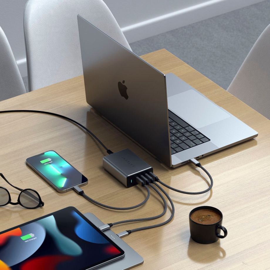 (165W) PD Desktop Charger GaN 4-fach USB C Netz Ladegerät Power Delivery-Technologie (ST-UC165GM-EU) - Space Gray