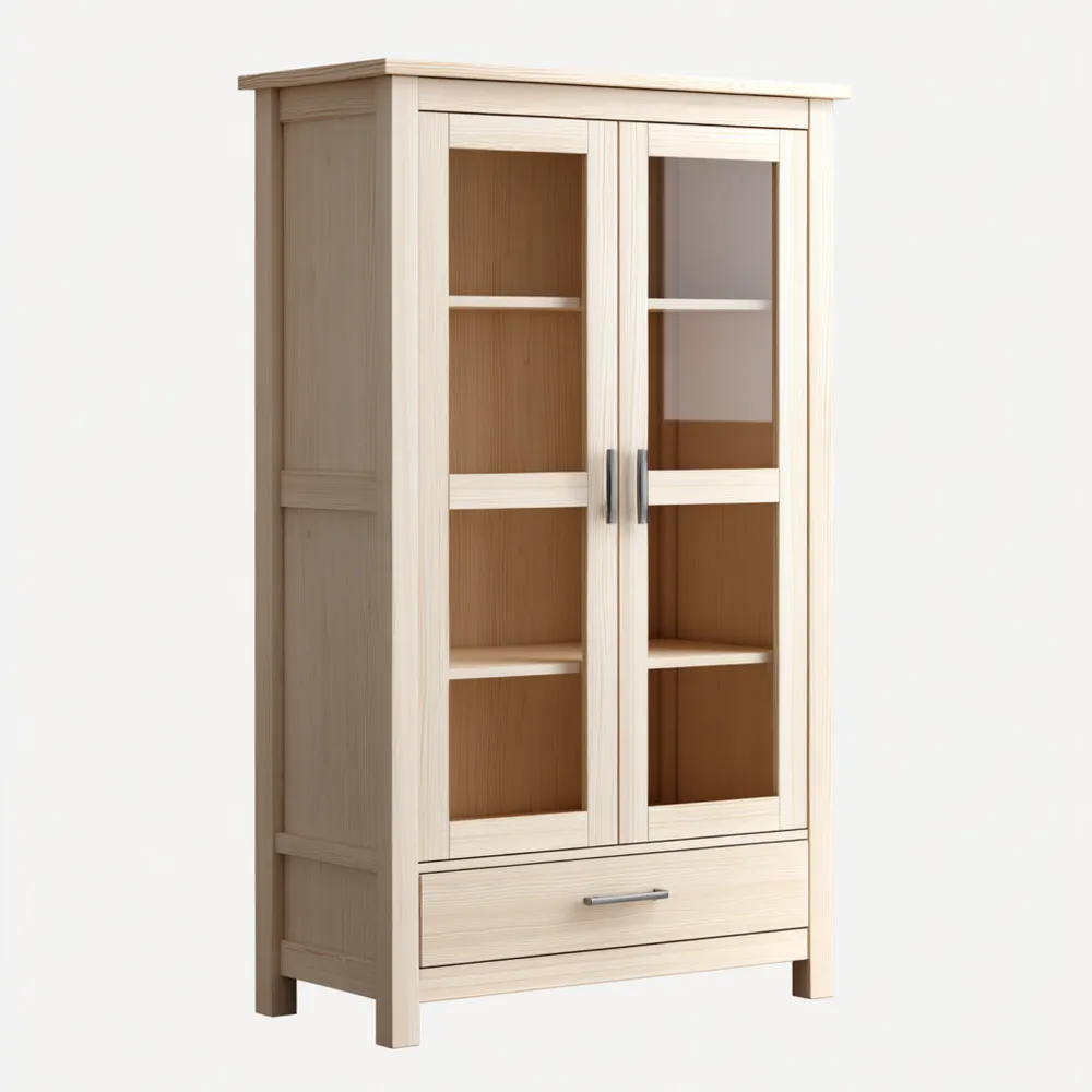 Vitrine Holz 180x90x40 cm – Eichenfarbe – Klassisches Design