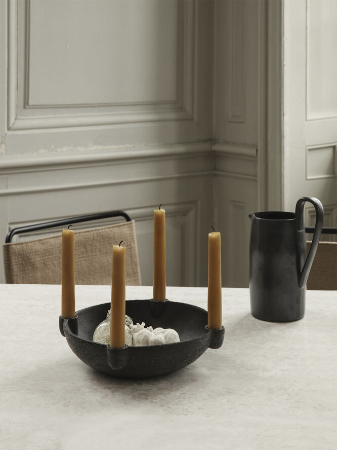 ferm LIVING Bowl Candle Holder - L - Ceramic Da Dark grey
