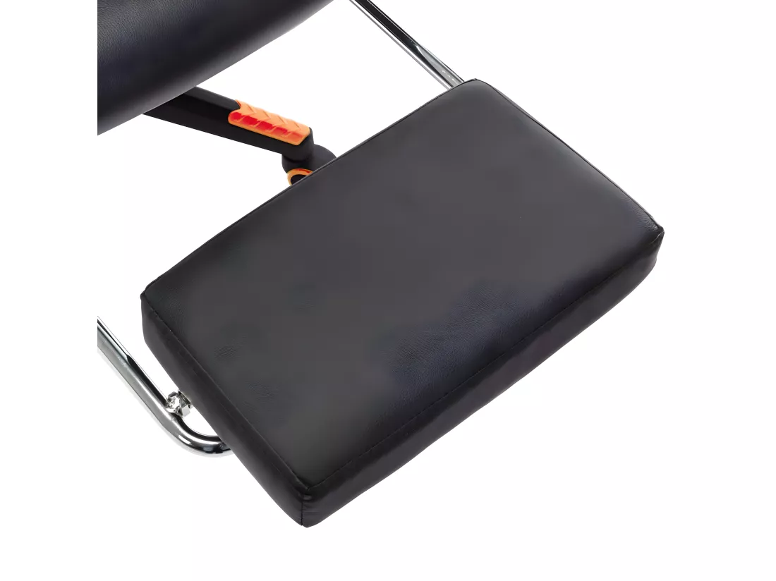Chaise de jeu avec repose-pied Noir et orange Cuir artificiel