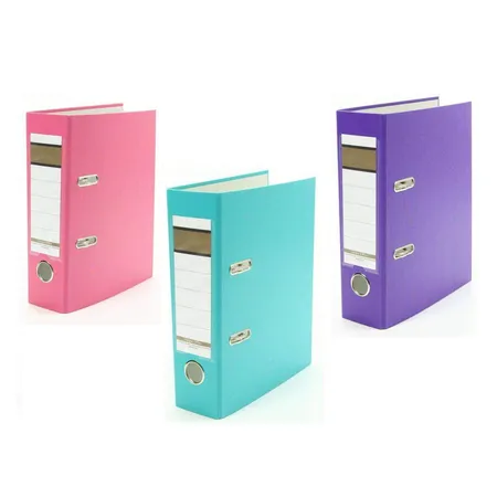 Livepac Office Ordner DIN A5, quer, 75 mm breit, 3 Stück je 1x in pink, türkis und lila