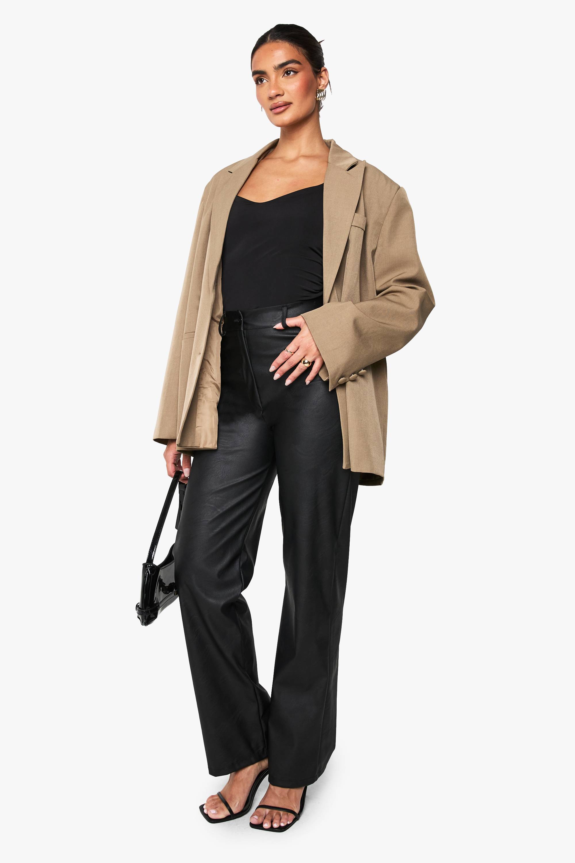 boohoo Pantalon droit synthétique