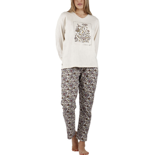 Admas - Pijama pantalón top manga larga Cachemire Natura Beige