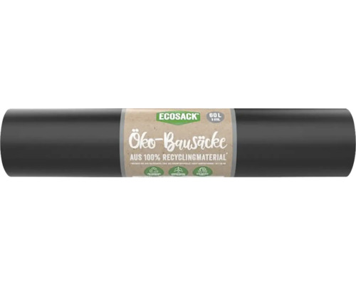 Milieuvriendelijke bouwafvalzakken, zwart, 60 l, 5 stuks