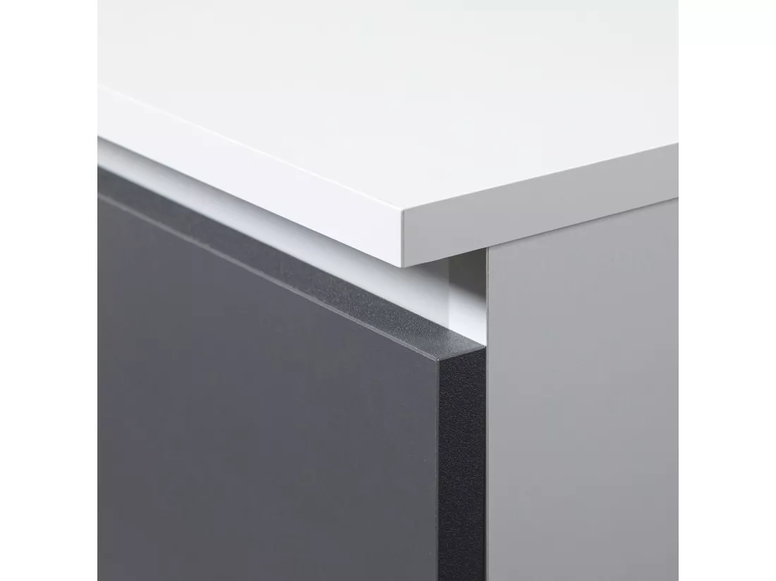 Armoire avec surmeuble AKORD S90 Blanche 90 cm 2 portes 2 tiroirs façade Gris Graphite 6 étagères 90x51x234 cm