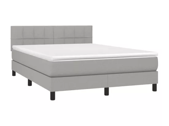 Sommier tapissier et matelas et LED Gris clair 140x190 cm Tissu