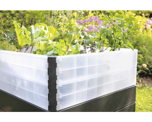 Klassieke verhoogde tuinbak GARANTIA ERGO Quadro Turbo L 75 incl. Flora waterbesparend systeem 80 x 80 x 75 cm steen
