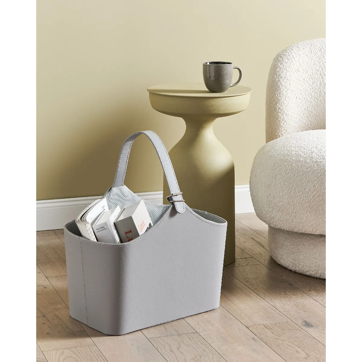 Beliani Elam Panier en cuir PU gris