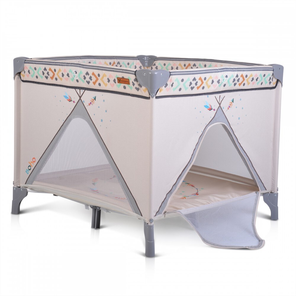 Cangaroo Reiselaufstall Boho, Laufstall, Matratze faltbar, klappbar, Tragetasche beige